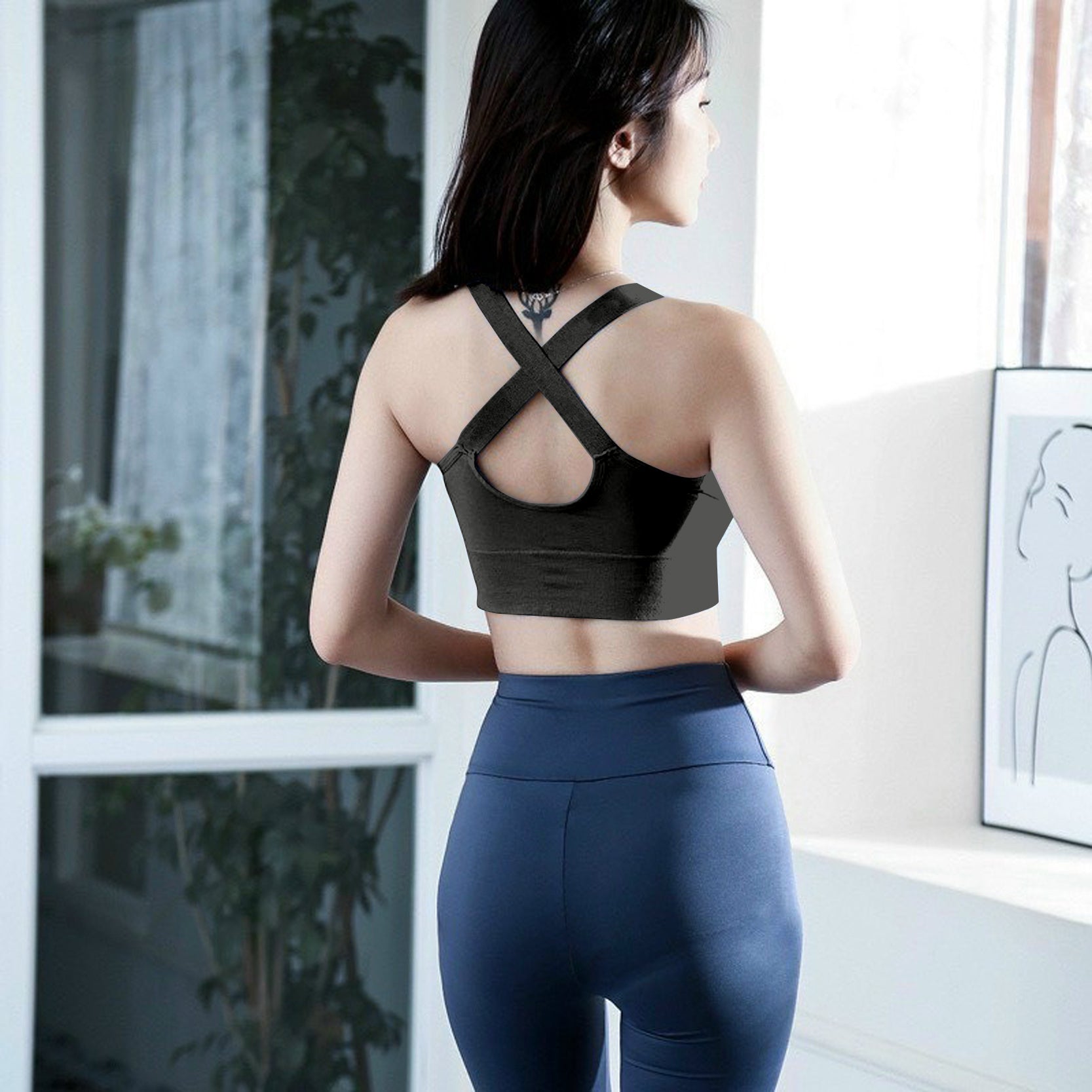 Women's Back Cross Strap Sports Bra – (Removable Pads) Cross Back | Workout Activewear Bra | Full Coverage Fit Size (28 to 34) by   Comfy Secrets