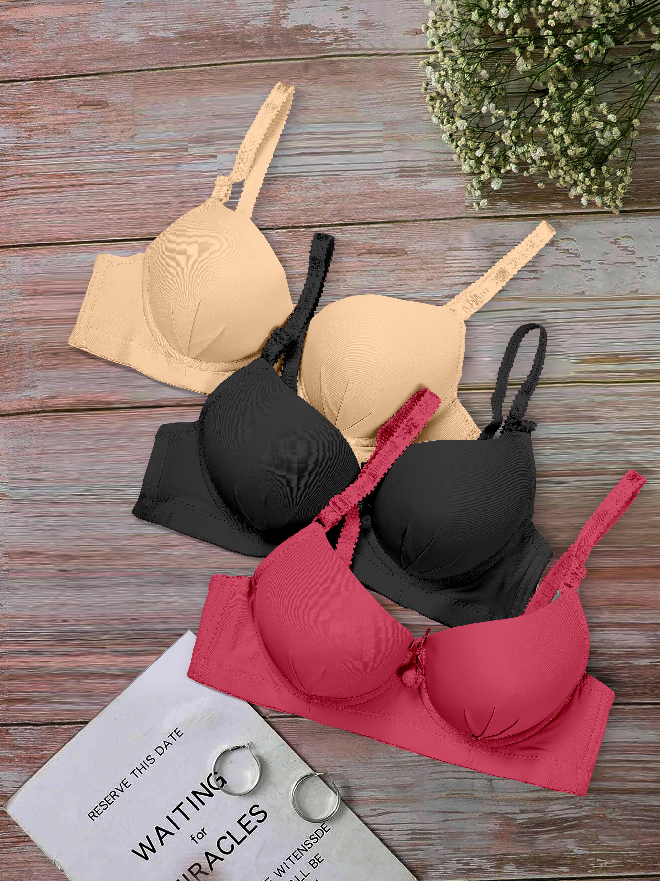 WOMEN'S HEAVILY PADDED SEAMLESS T-SHIRT BRA AND PUSH UP BRA